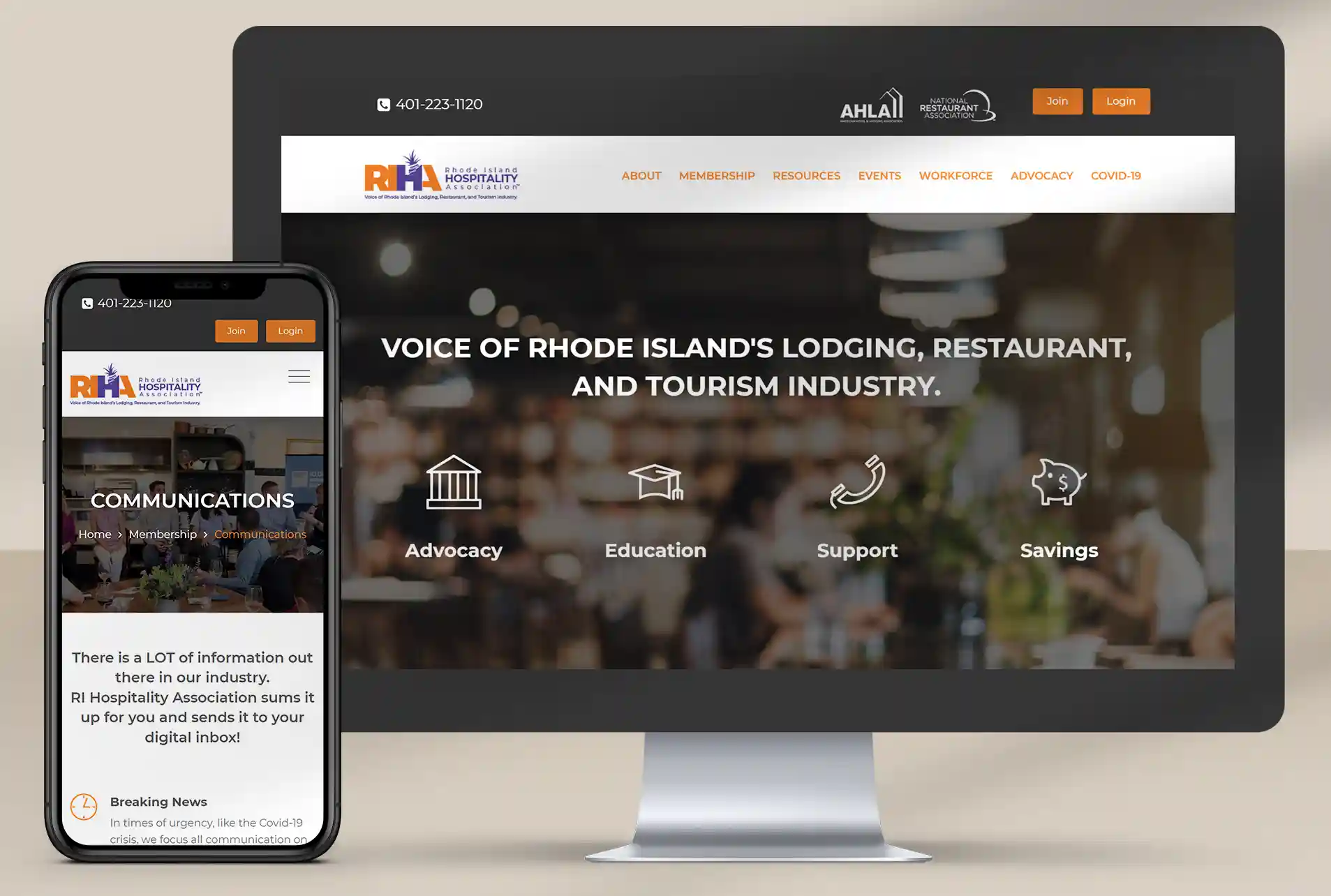 Portfolio - Web Design - RI Hospitality Association